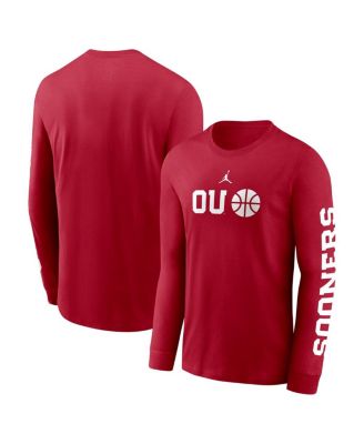 Men's Crimson Oklahoma Sooners Basketball Icon Two-Hit Long Sleeve T-Shirt