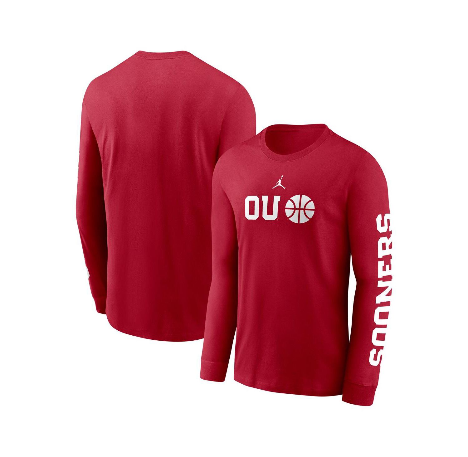 Men's Crimson Oklahoma Sooners Basketball Icon Two-Hit Long Sleeve T-Shirt