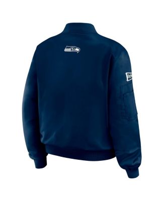 Women's College Navy Seattle Seahawks Patch Full-Zip Bomber Jacket