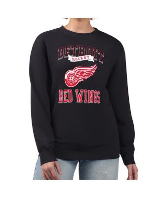 Women's Black Detroit Red Wings Team Logo Tri-Blend Fleece Pullover Sweatshirt