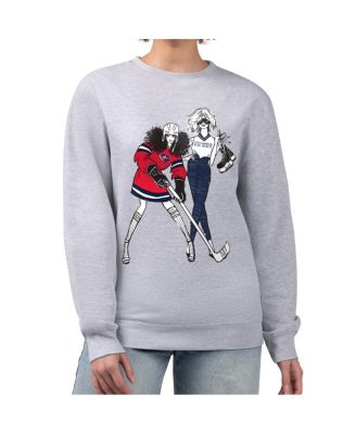 Women's Heather Gray Columbus Blue Jackets Hockey Girls Team Graphic Fleece Pullover Sweatshirt