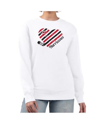 Women's White Carolina Hurricanes Heart Graphic Pullover Sweatshirt