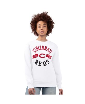 Women's White Cincinnati Reds Team Logo Fleece Pullover Sweatshirt