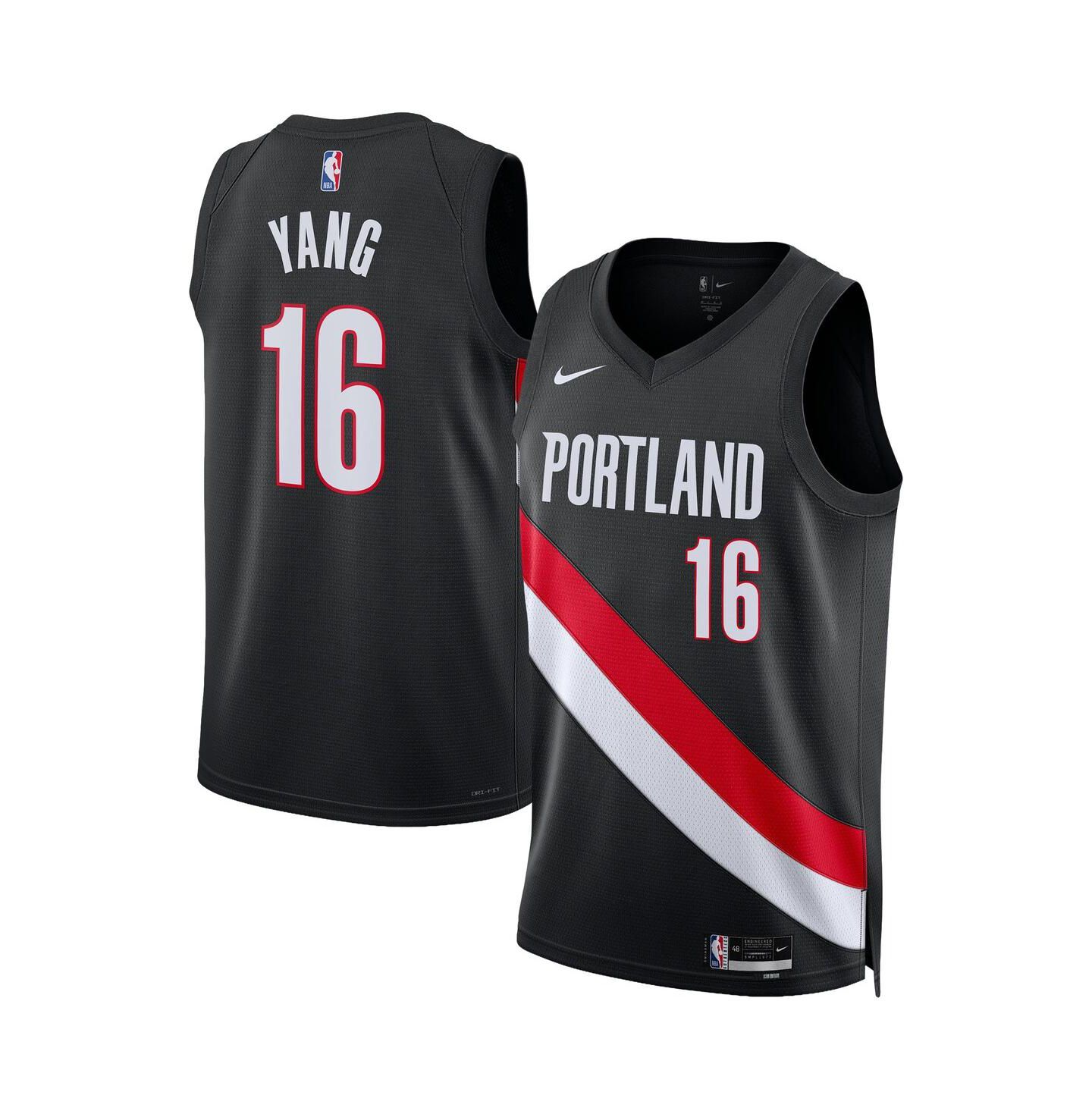 Nike Men's and Women's Yang Hansen Black Portland Trail Blazers Swingman Icon Edition Jersey — фото 1