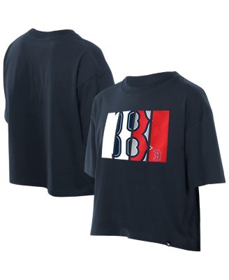 Women's Navy Boston Red Sox Boxy Foil Logo T-Shirt