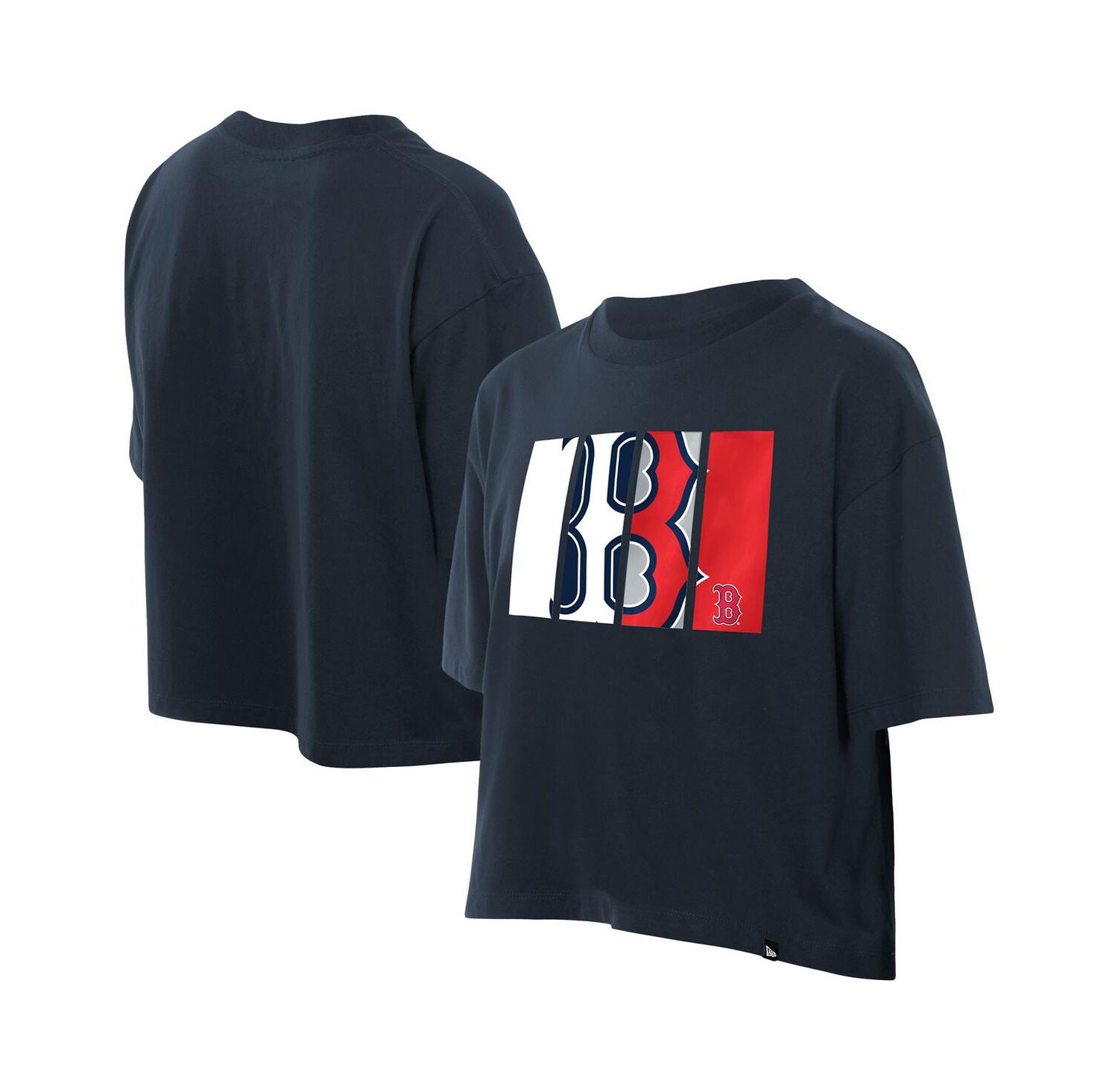 Women's Navy Boston Red Sox Boxy Foil Logo T-Shirt