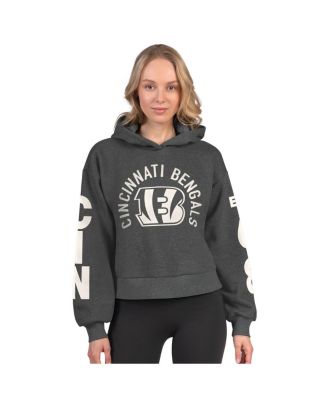 Women's Heather Charcoal Cincinnati Bengals Star Player Cropped Fleece Pullover Hoodie