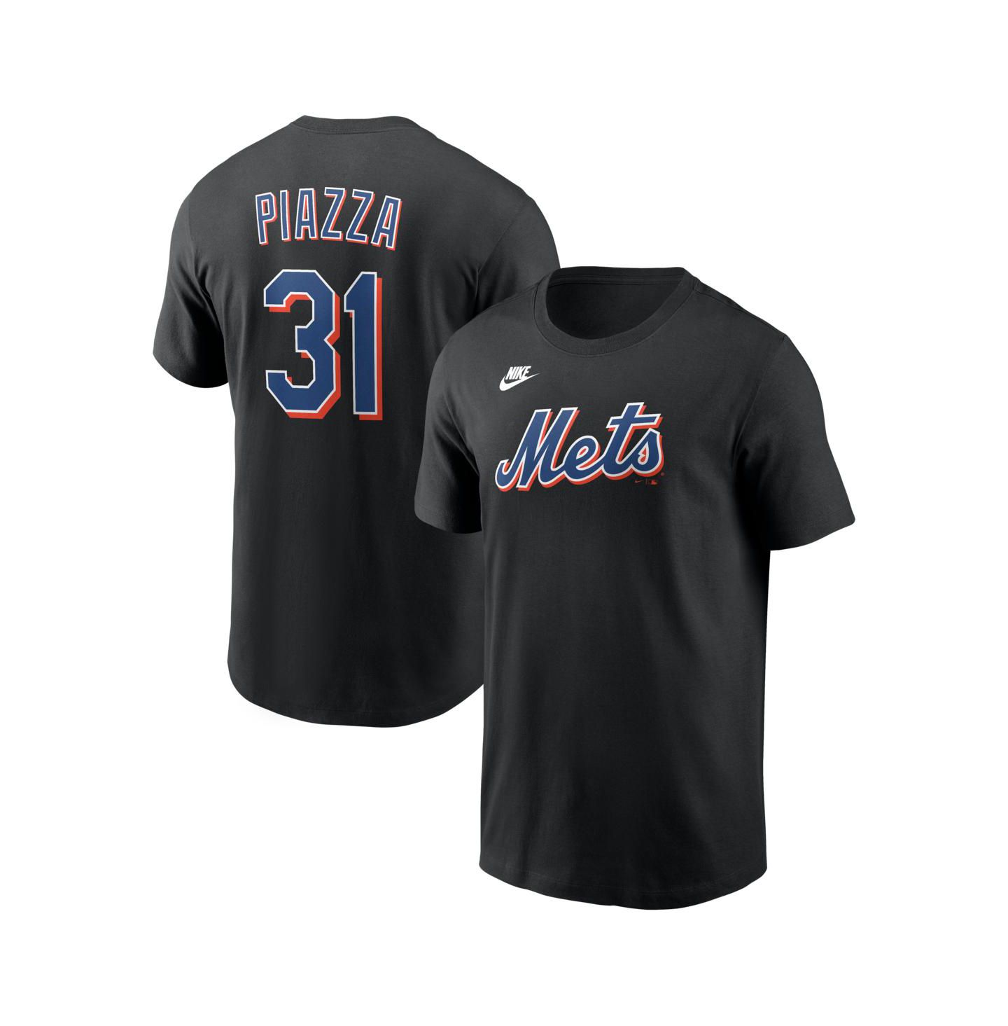 Мужская футболка Nike Mike Piazza Black New York Mets Cooperstown Collection Name & Number — фото 1
