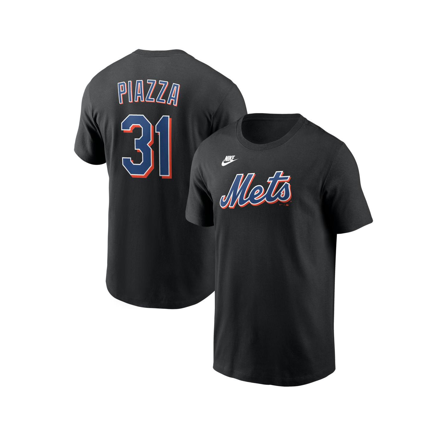 Men's Mike Piazza Black New York Mets Cooperstown Collection Name & Number T-Shirt