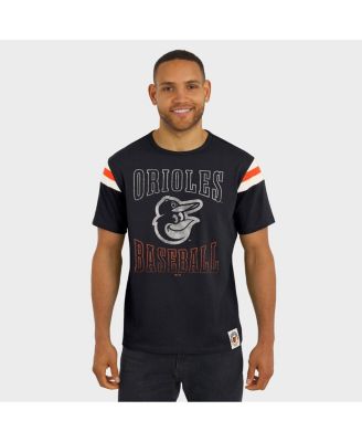 Darius Rucker Collection By Men's Black Baltimore Orioles Distressed Sleeve Stripe T-Shirt