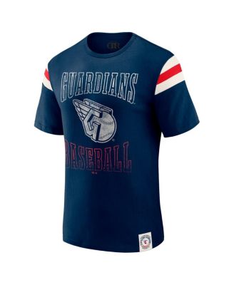 Darius Rucker Collection By Men's Navy Cleveland Guardians Distressed Sleeve Stripe T-Shirt