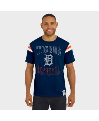 Darius Rucker Collection By Men's Navy Detroit Tigers Distressed Sleeve Stripe T-Shirt