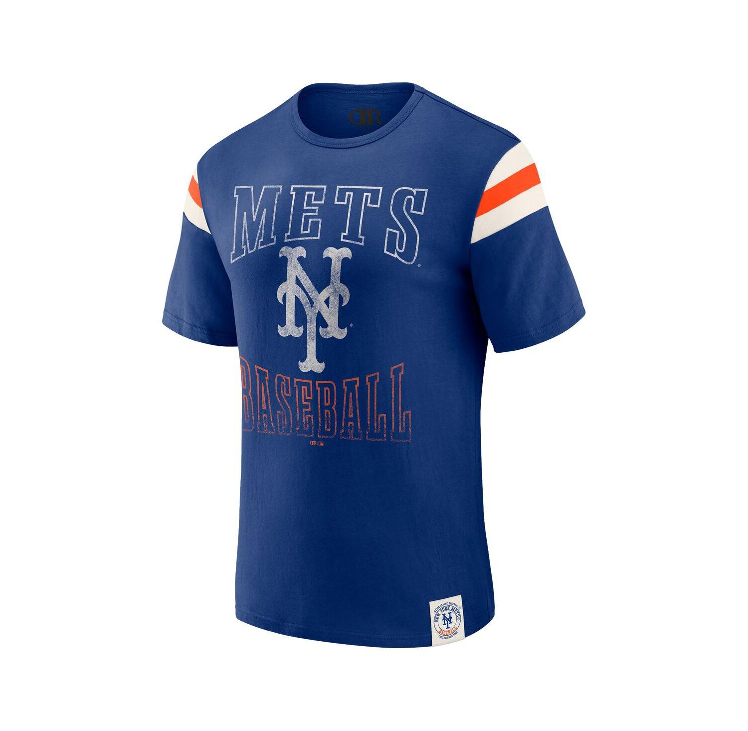 Darius Rucker Collection By Men's Royal New York Mets Distressed Sleeve Stripe T-Shirt