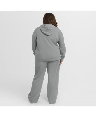 Women's Gray New York Mets Plus Size Waffle-Knit Long-Sleeve Hoodie & Lounge Pants Set