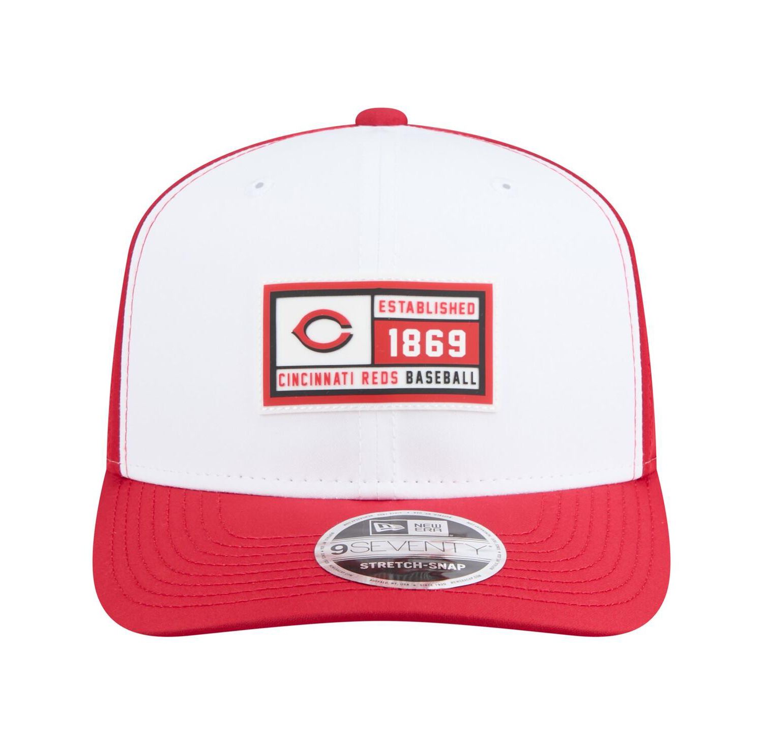 Men's White/Red Cincinnati Reds Established Patch 9SEVENTY Adjustable Hat