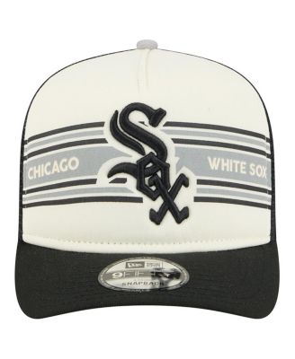 Men's Cream/Black Chicago White Sox Banner A-Frame 9FIFTY Trucker Snapback Hat