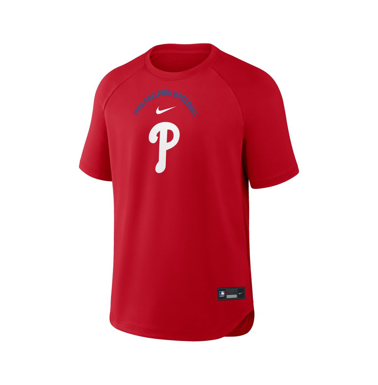 Мужская рубашка Nike Red Philadelphia Phillies Authentic Collection Batting Practice Pre-Game Raglan Dri-FIT T -Shirt — фото 2