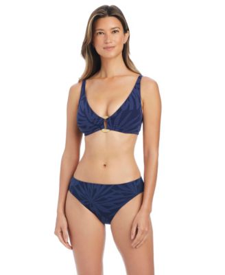 Women's Over-The-Shoulder Textured Swim Bikini Top and Bottoms