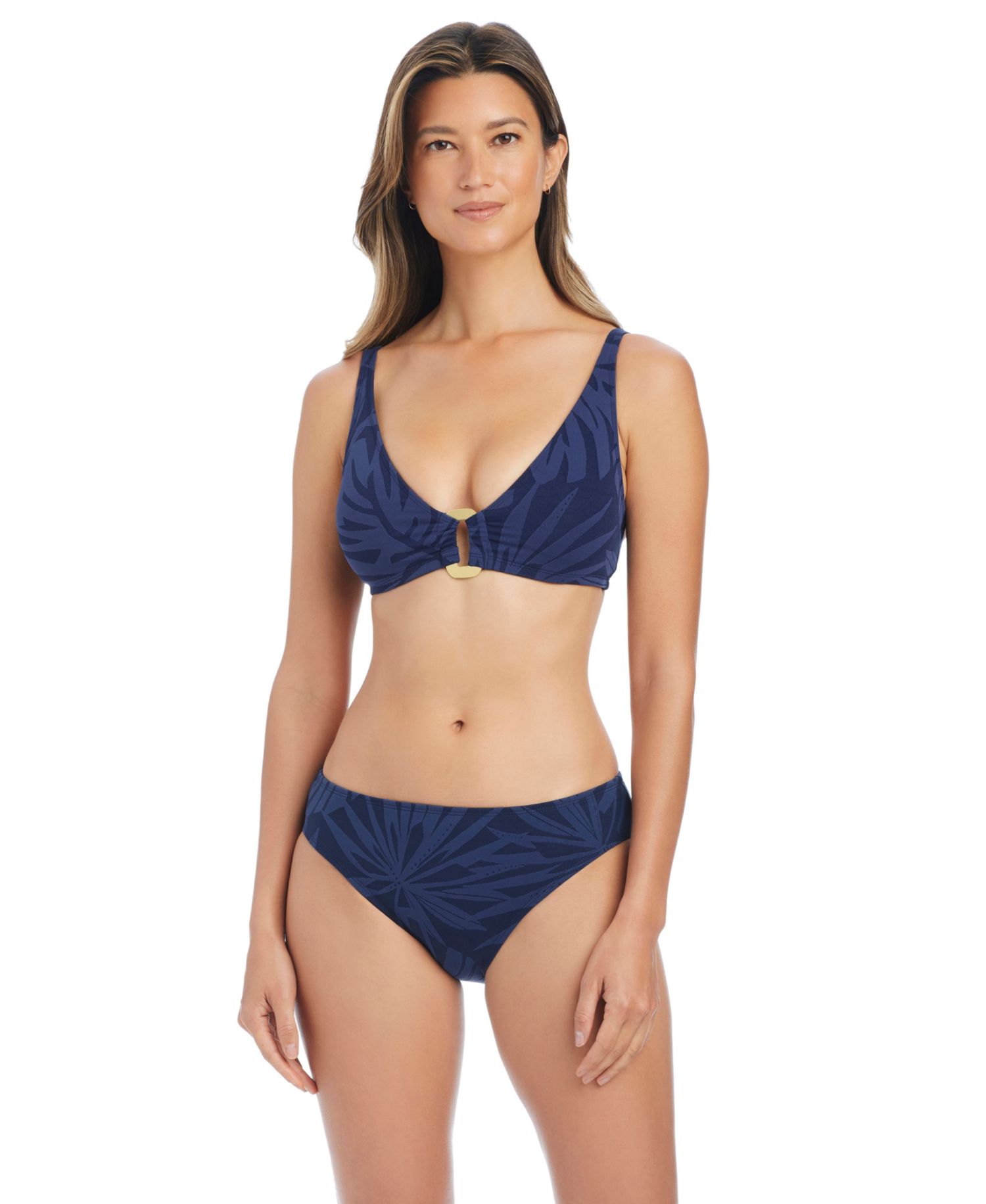 Women's Over-The-Shoulder Textured Swim Bikini Top