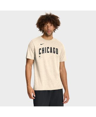 Men's Natural Chicago Cubs Wordmark Tri-Blend T-Shirt