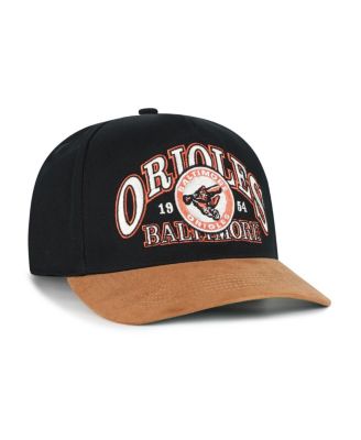 Men's Black/Brown Baltimore Orioles Cooperstown Break Wood Suede Hitch Adjustable Hat