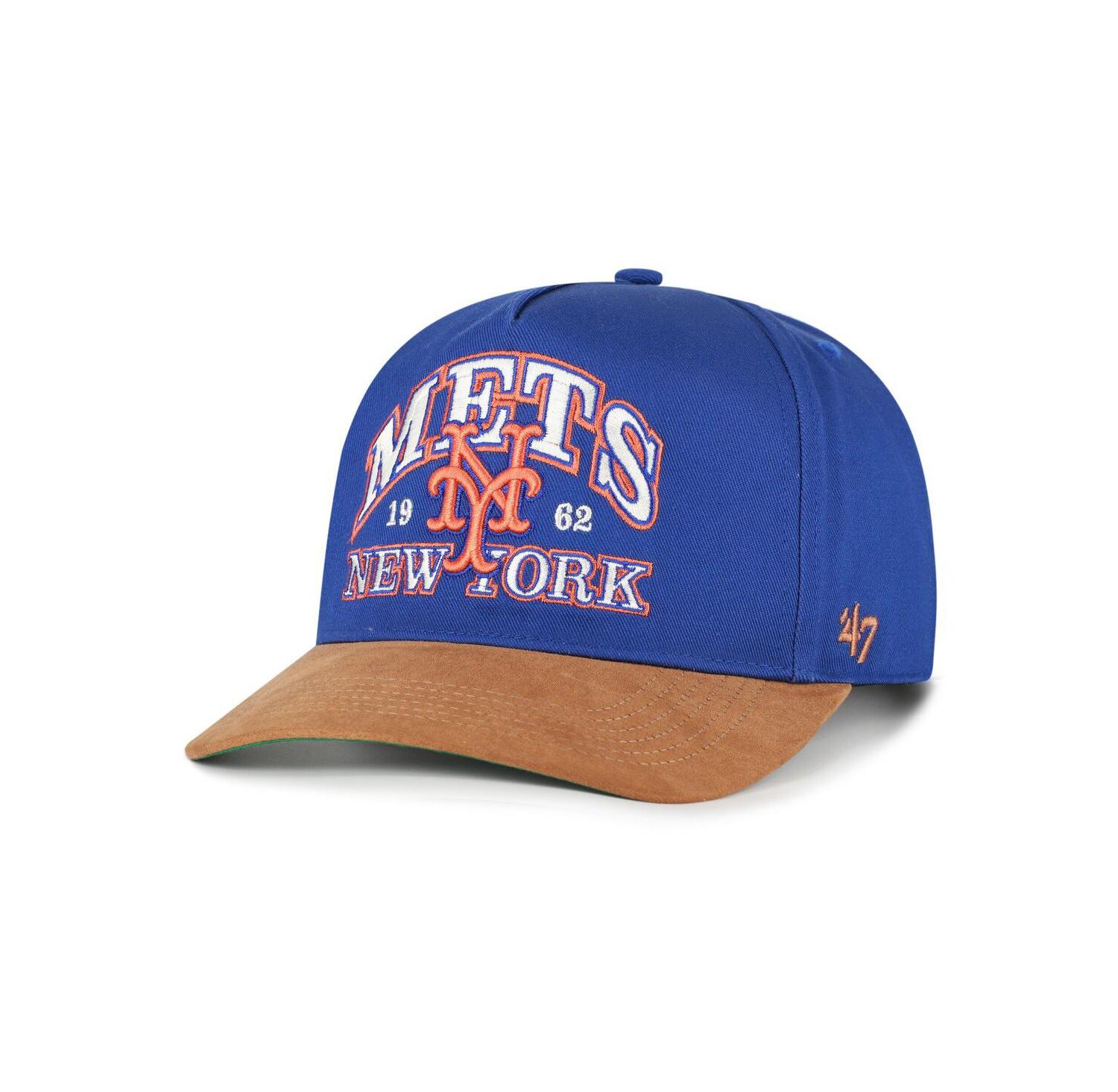 Men's Royal/Brown New York Mets Cooperstown Break Wood Suede Hitch Adjustable Hat