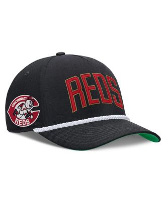Men's Black Cincinnati Reds Cooperstown Collection Rise Adjustable Hat