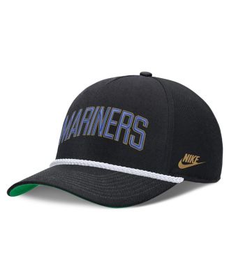 Men's Black Seattle Mariners Cooperstown Collection Rise Adjustable Hat