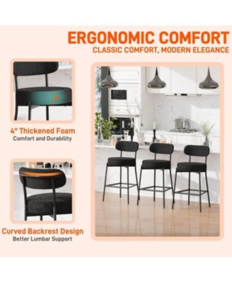 Bar Stools Set of 3, 24" Modern Counter Height Bar Stools