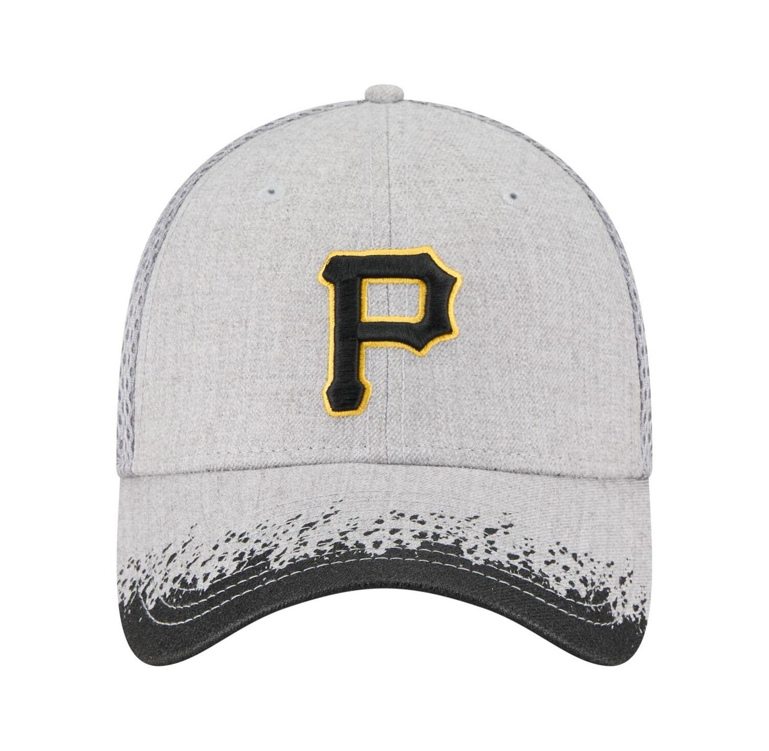 Men's Gray Pittsburgh Pirates Visor Paint Splatter 39THIRTY Flex Hat