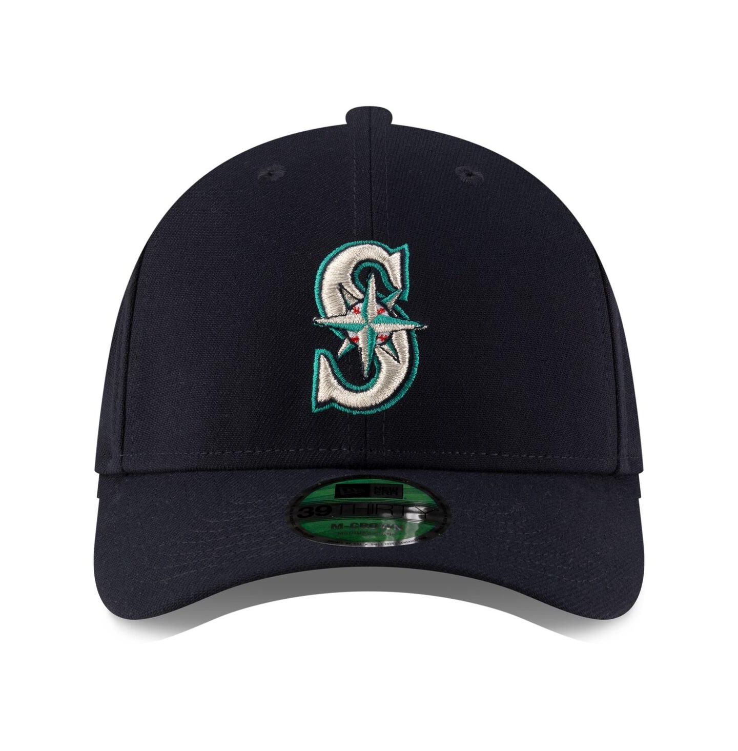 Мужская кепка New Era Navy Seattle Mariners Player Replica 39THIRTY M-Crown Flex Hat — фото 2