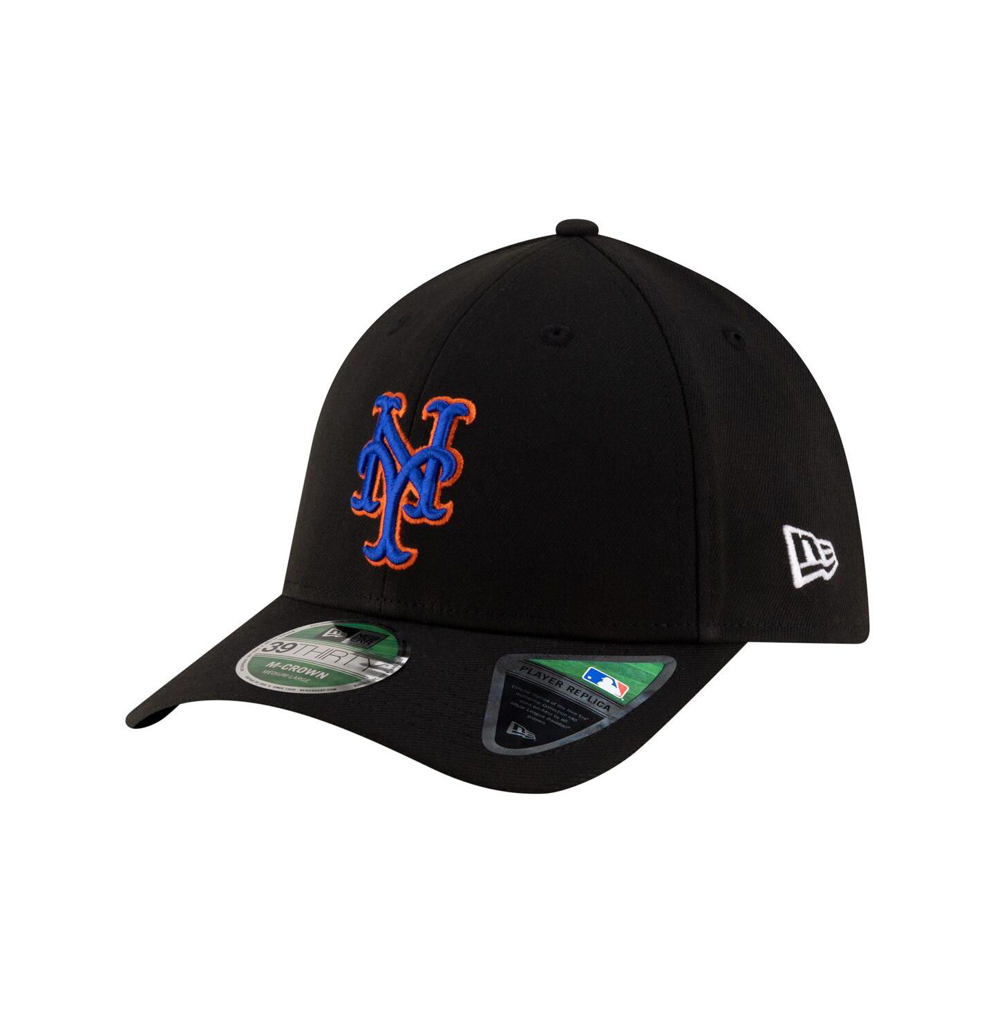 Мужская кепка New Era Black New York Mets Alternate Player Replica 39THIRTY M-Crown Flex Hat — фото 1