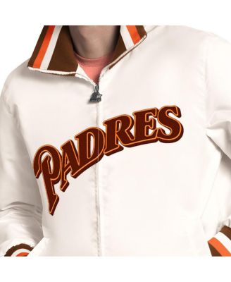 Men's White San Diego Padres The Captain Cooperstown Logo Full-Zip Varsity Jacket