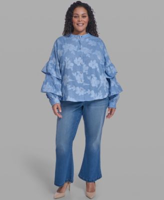 Plus Size Mock Neck Tiered Top