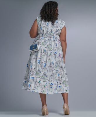 Plus Size Sleeveless V-Neck Midi Dress