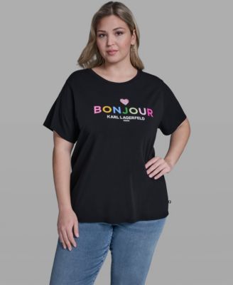 Plus Size Bonjour Crew Neck T-Shirt