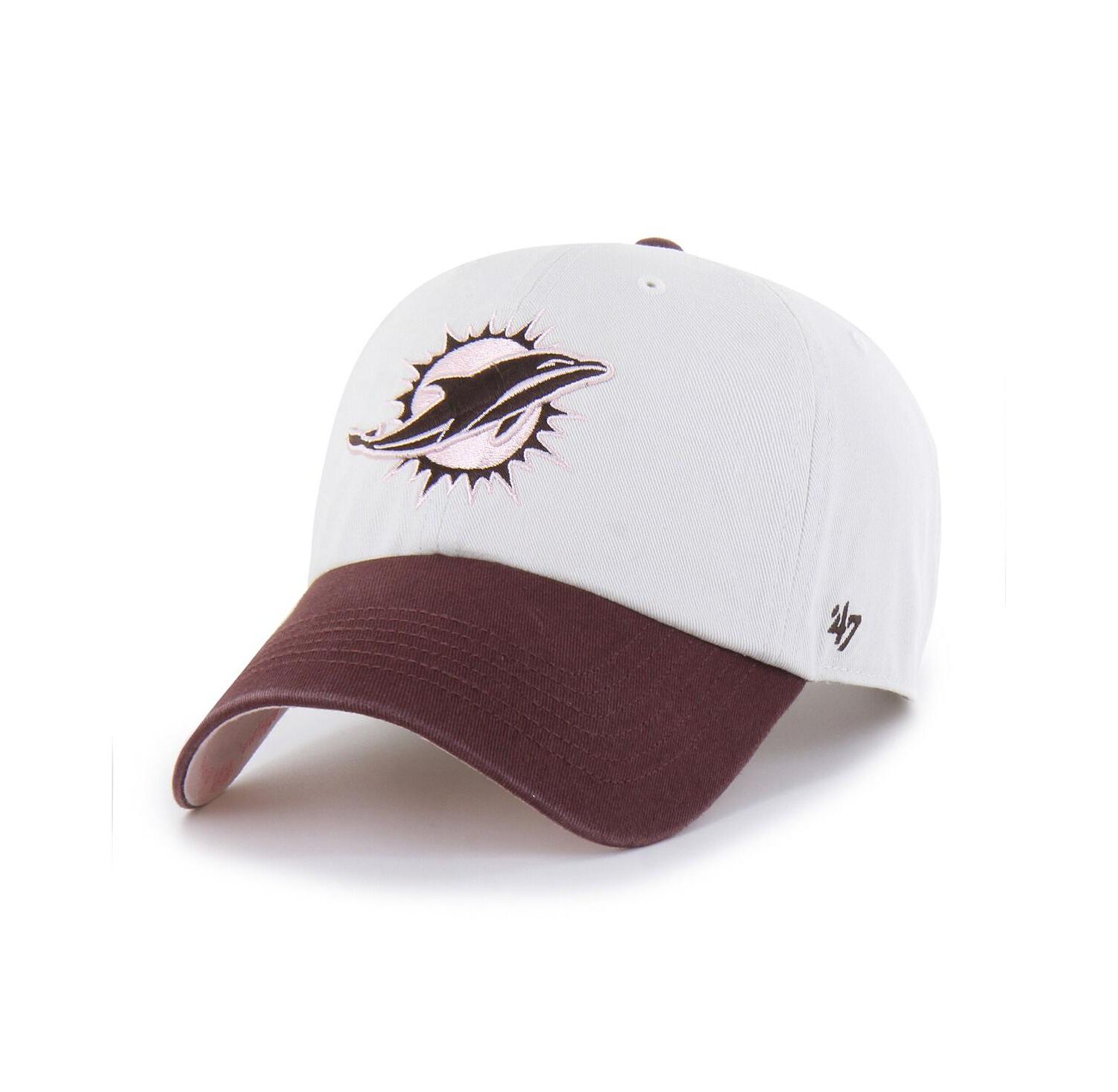 Men's and Women's Stone/Burgundy Miami Dolphins Love Letter Clean Up Adjustable Hat