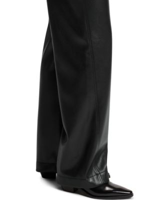 BOSS by Women's Faux Leather Straight-Leg Pants