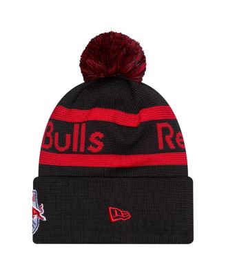 Men's Black New York Red Bulls 2026 Jersey Hook Cuffed with Pom Knit Hat