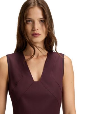 BOSS by Women's Piped Waistband Virgin-Wool Dress