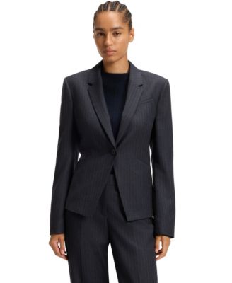 BOSS by Women's Striped Virgin Wool Slim-Fit Blazer