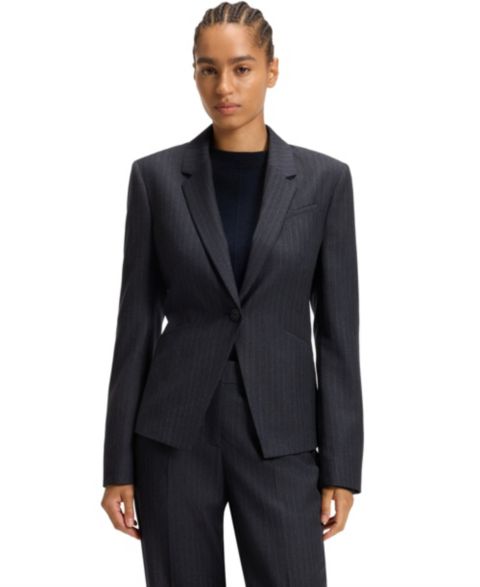 Женский пиджак Hugo Boss BOSS by Striped Virgin Wool Slim-Fit Blazer, цвет: Open