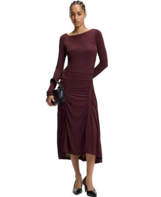 BOSS by Women's Matte Jersey Gathered Detail Dress