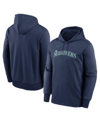 Men's Navy Seattle Mariners Primary Wordmark Therma Hoodie