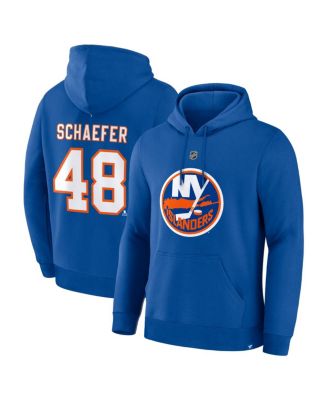 Men's Matthew Schaefer&nbsp;Royal New York Islanders Authentic Stack Name & Number Hoodie