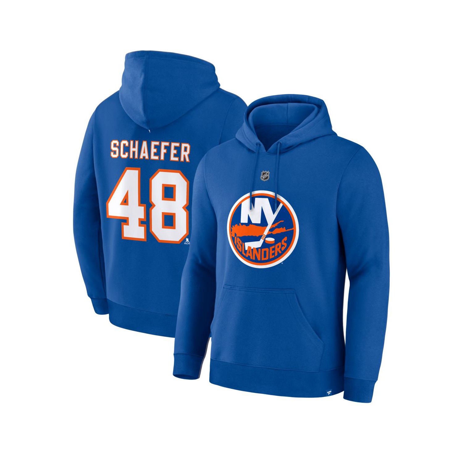 Men's Matthew Schaefer Royal New York Islanders Authentic Stack Name & Number Hoodie
