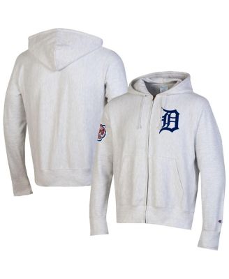 Men's Gray Detroit Tigers Reverse Weave Chenille Full-Zip Hoodie