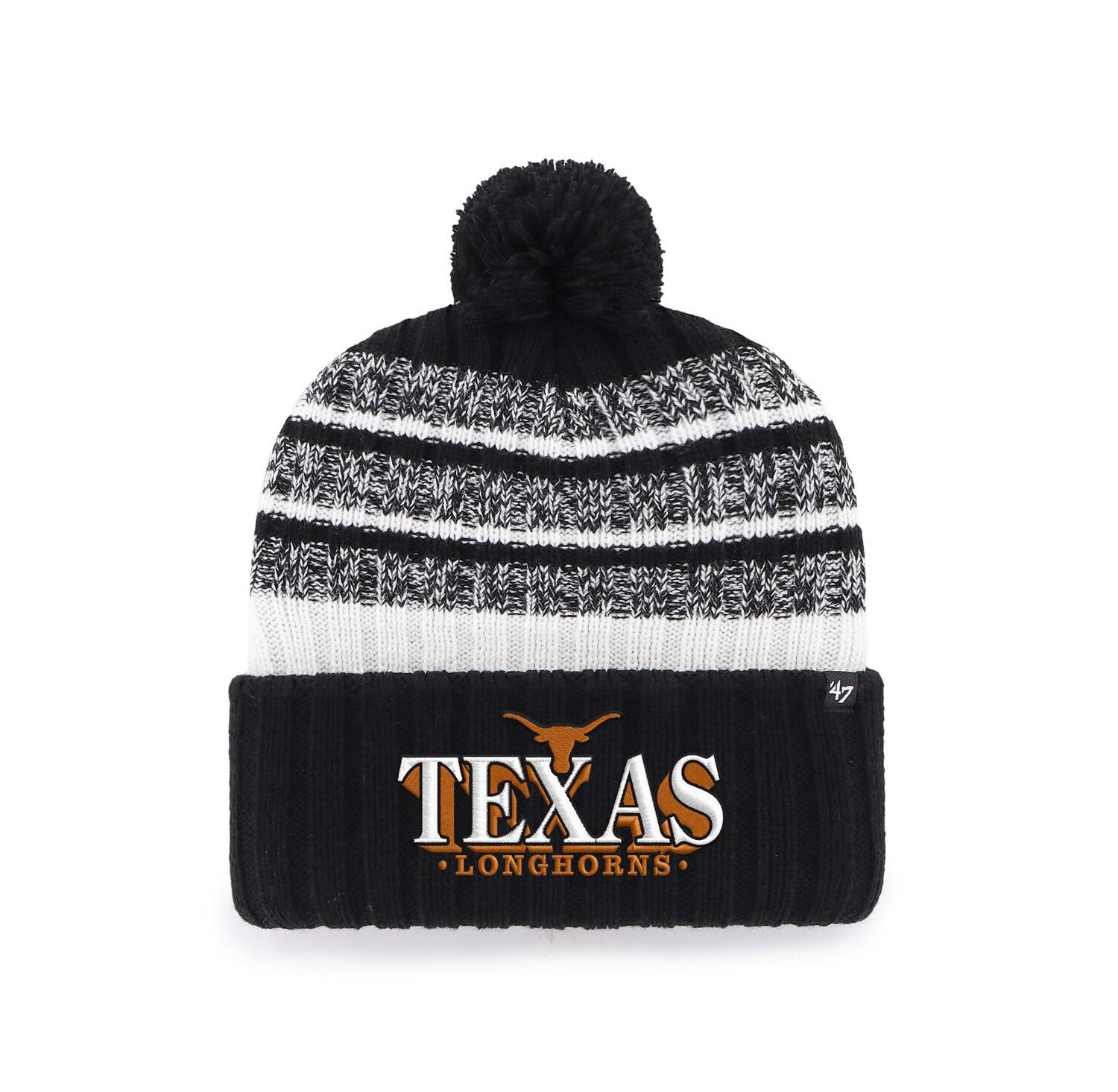 Men's Black Texas Longhorns Tavern Cuffed Knit Hat with Pom