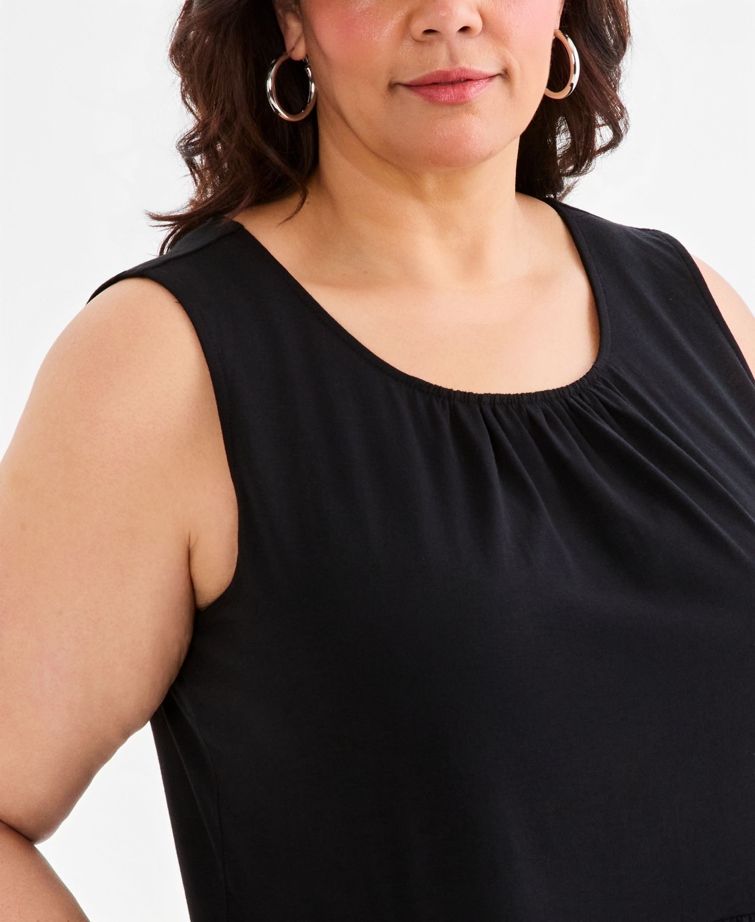 Petite Round-Neck Tiered Tank Dress