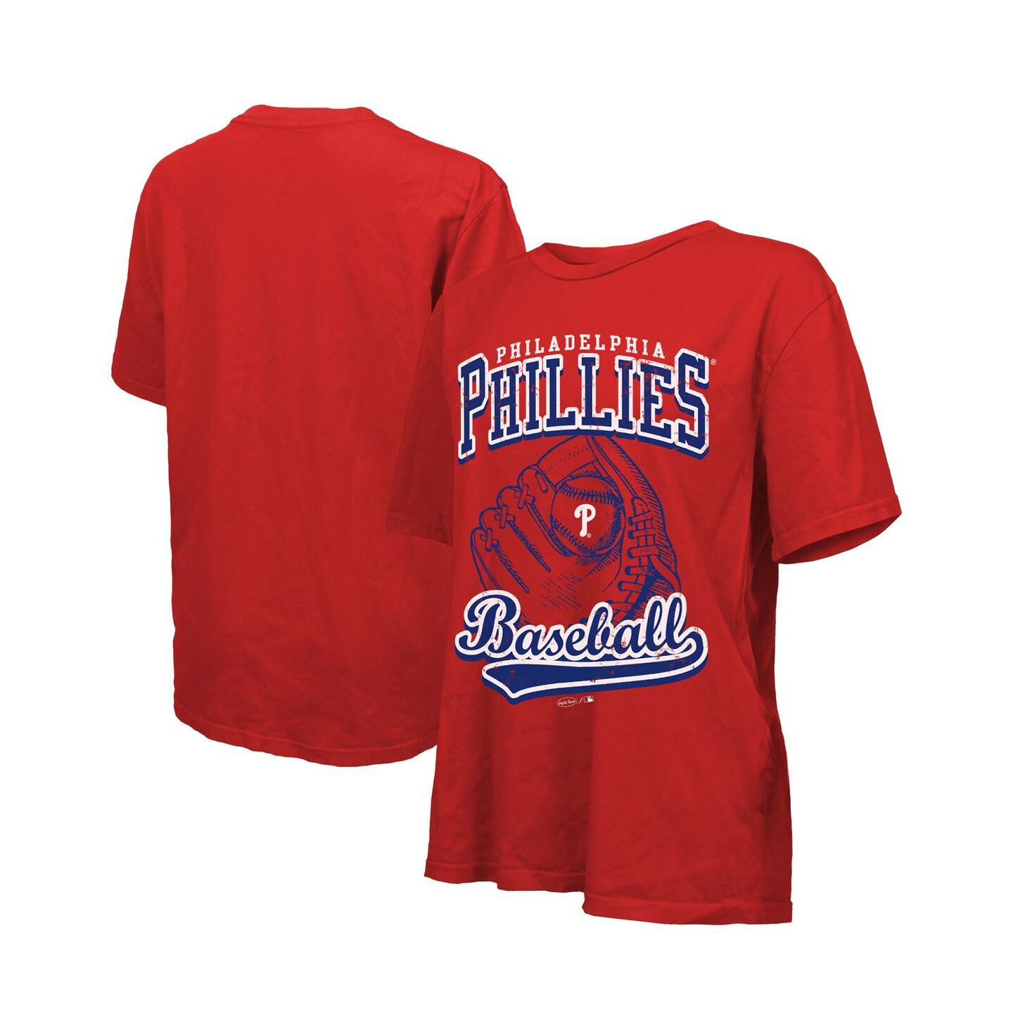 Женская футболка Majestic Threads Red Philadelphia Phillies Oversized First Base — фото 1